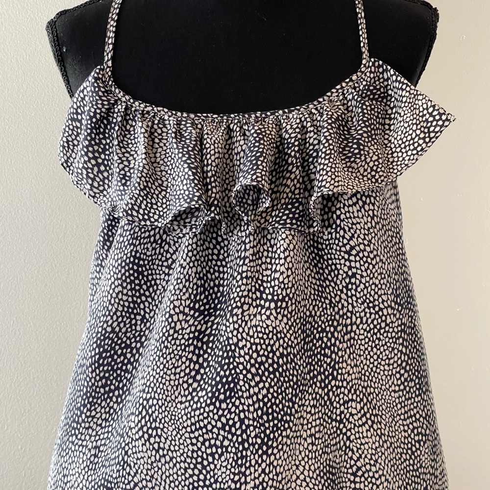 Strawberry S Navy/White Front Ruffle Back Zip Tank Top‎ - Picture 7 of 7